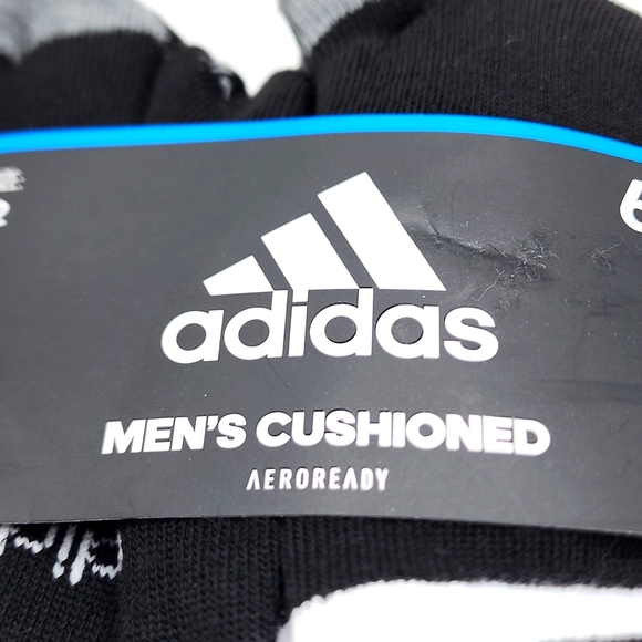 ADIDAS MEN'S CUSHIONED AERORRADY CREW 6 PAIR BLACK SOCK - Picture 7 of 8